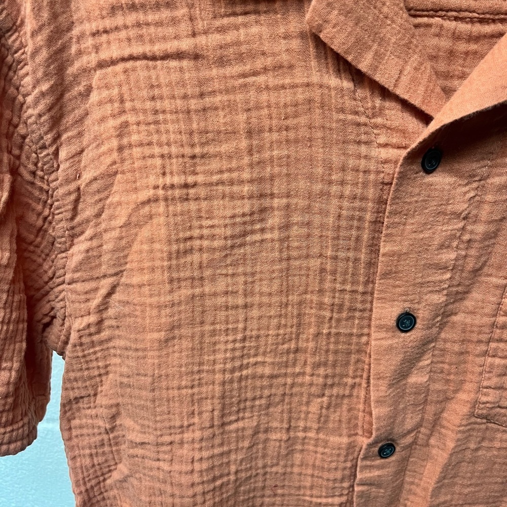 Abercrombie & Fitch Men's Short-Sleeve Gauze Button-Down — Rust - Picture 4 of 5